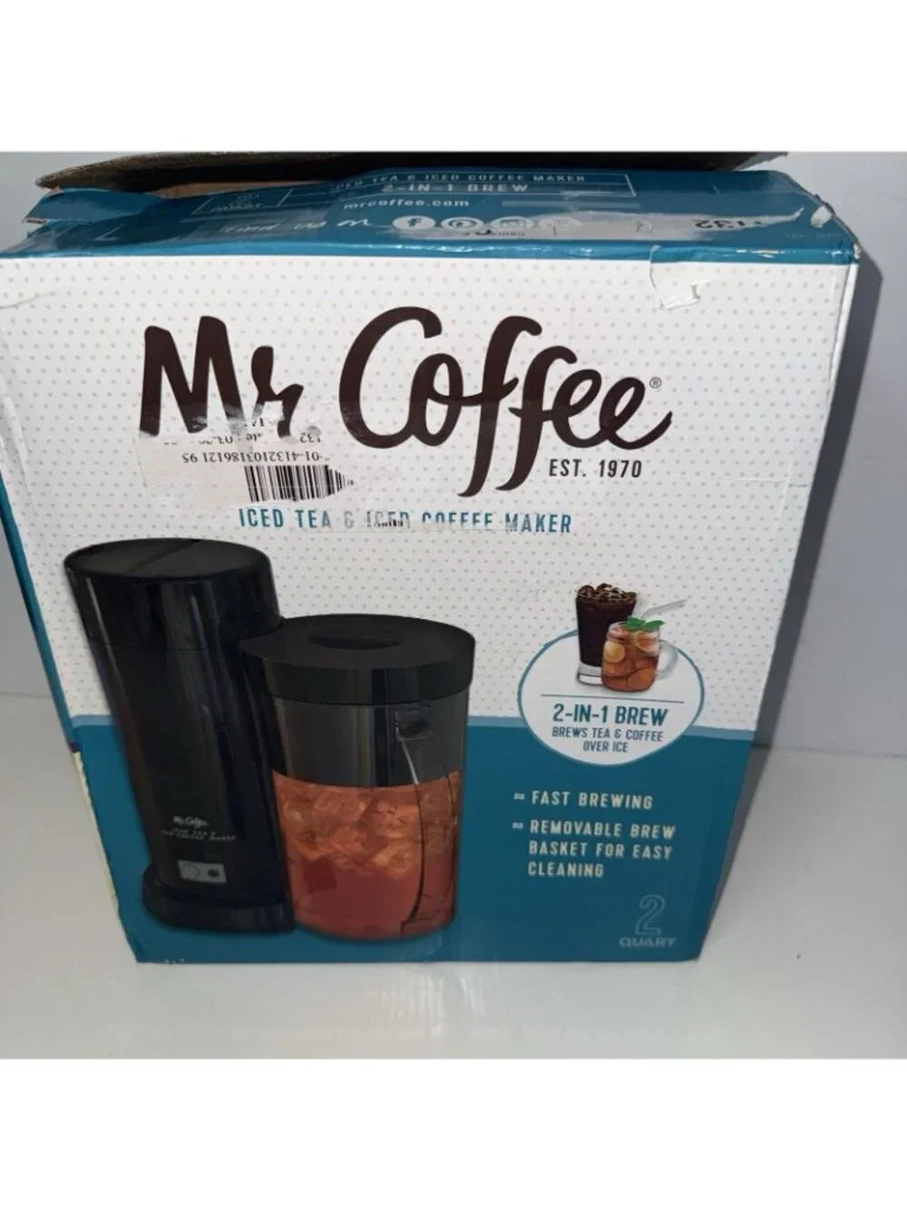 Mr. Coffee TM1-BLK 2Qt Iced Tea & Iced Coffee Maker 2-in-1 Brew Black OPEN BOX